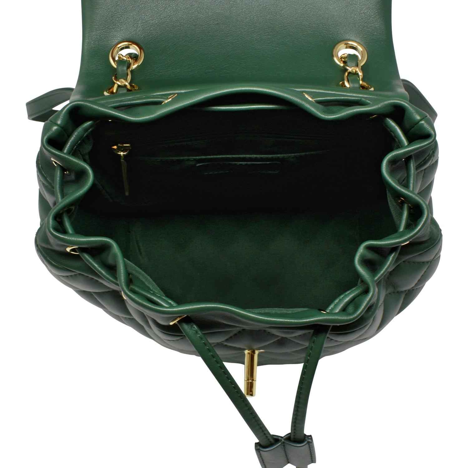 Chanel Green Quilted Lambskin Leather Backpack (Never Carried) 1