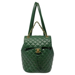 Chanel Green Quilted Lambskin Leather Backpack (Never Carried)