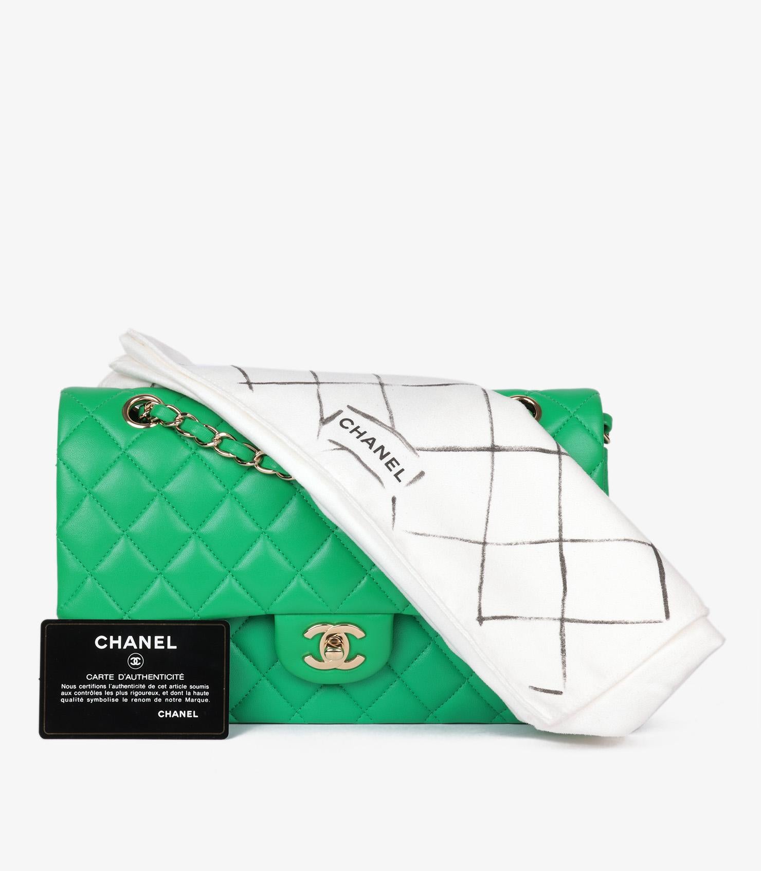 Chanel Green Quilted Lambskin Medium Classic Double Flap Bag 9