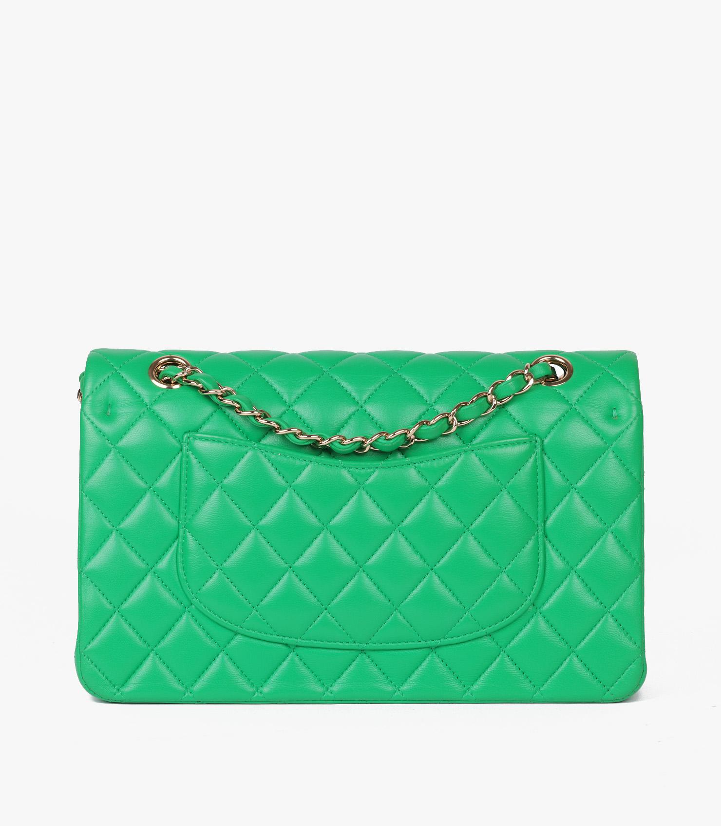 Chanel Green Quilted Lambskin Medium Classic Double Flap Bag 2