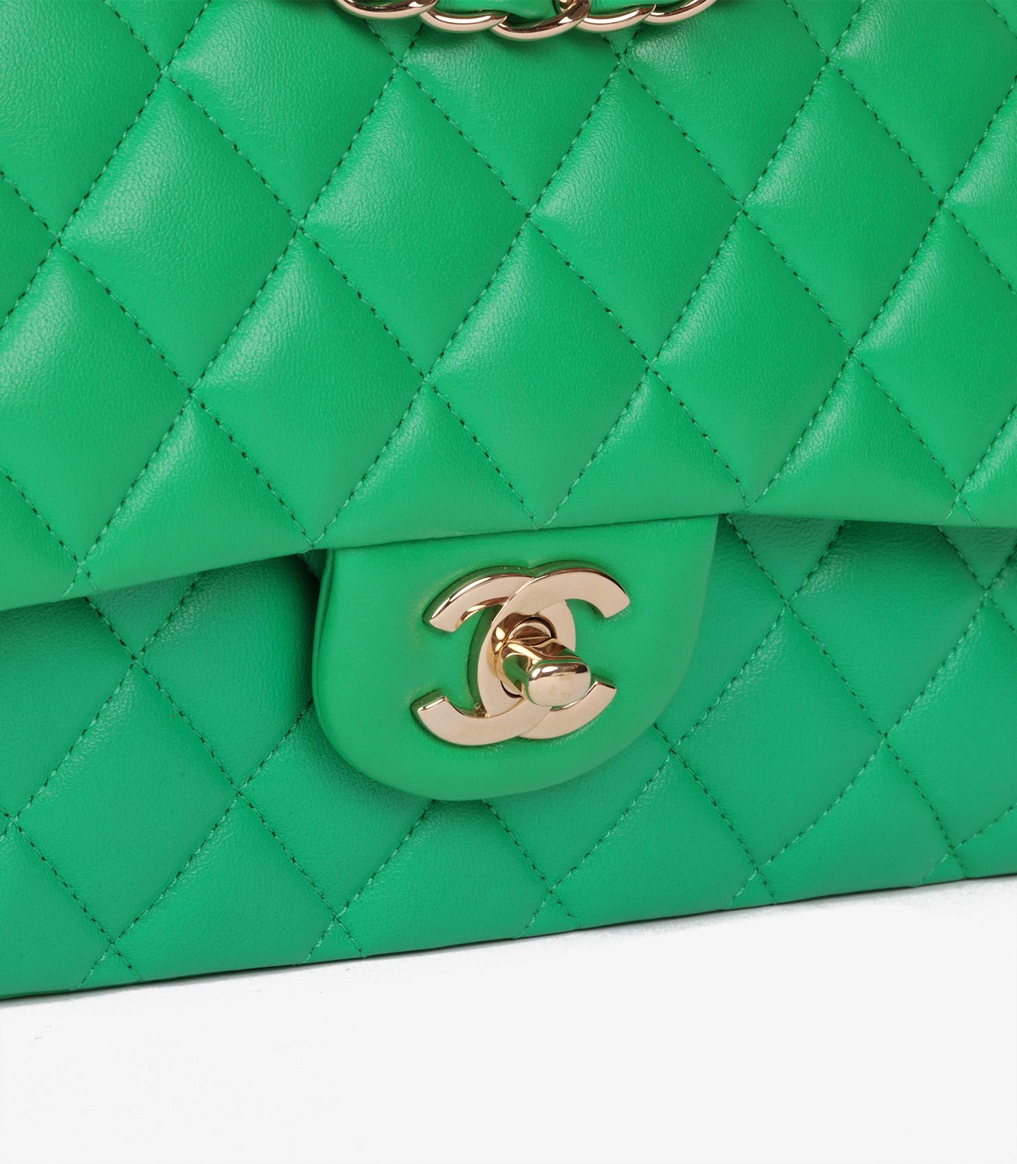 Chanel Green Quilted Lambskin Medium Classic Double Flap Bag 3