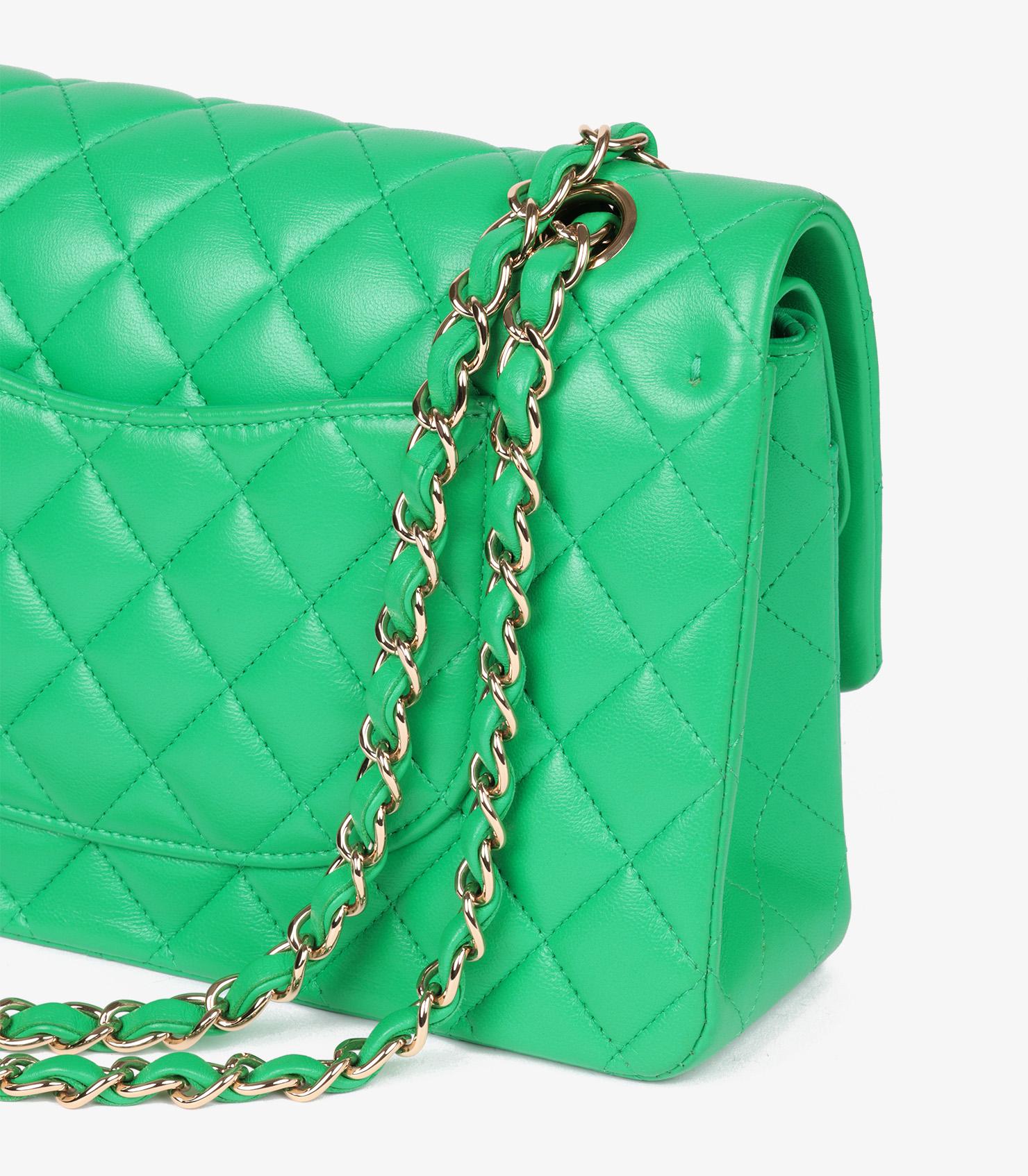 Chanel Green Quilted Lambskin Medium Classic Double Flap Bag 4