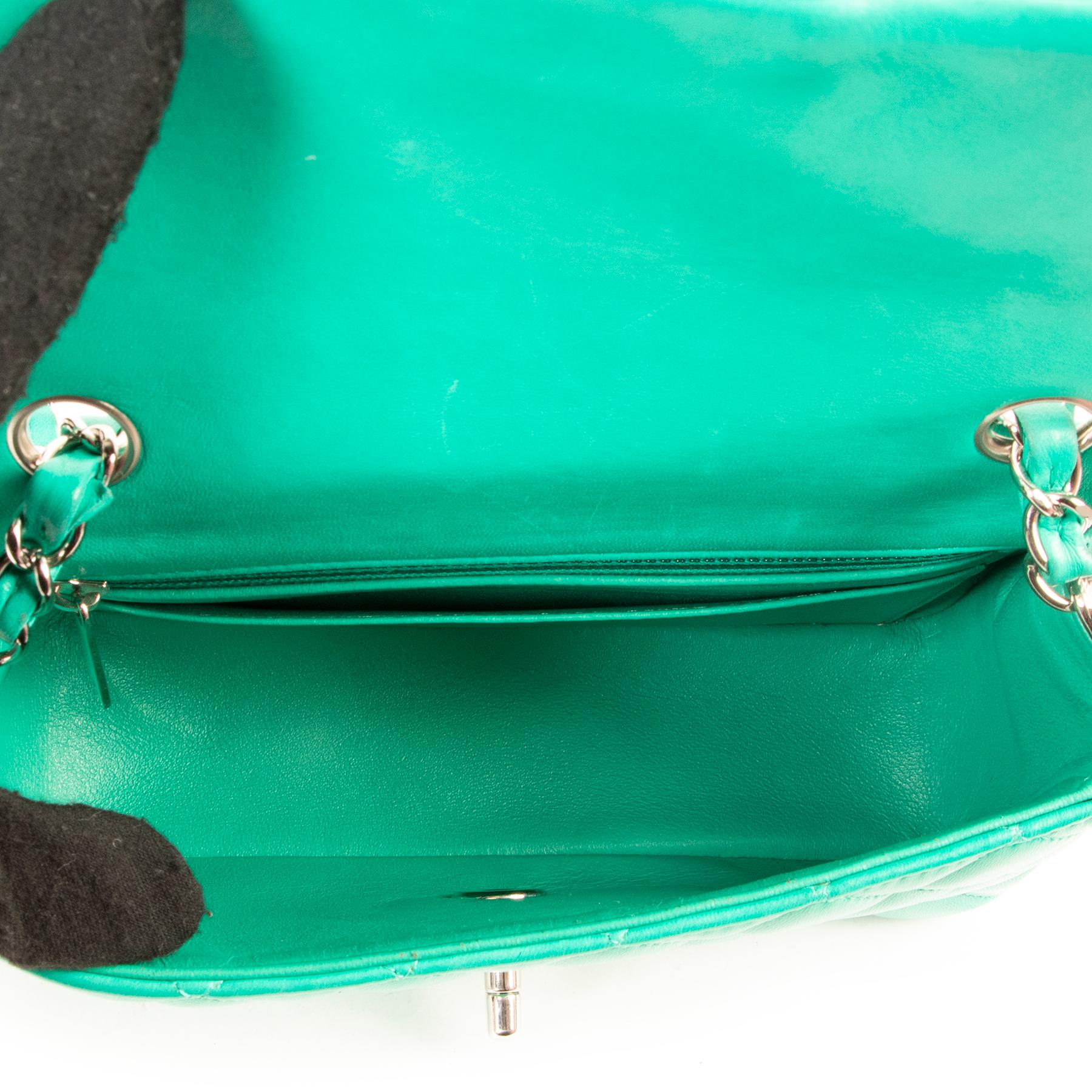 chanel green classic flap bag