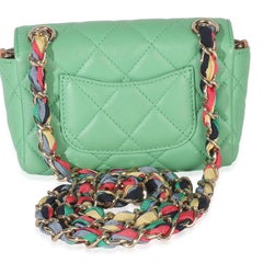 Chanel Green Quilted Lambskin Ribbon Chain Mini Flap Bag