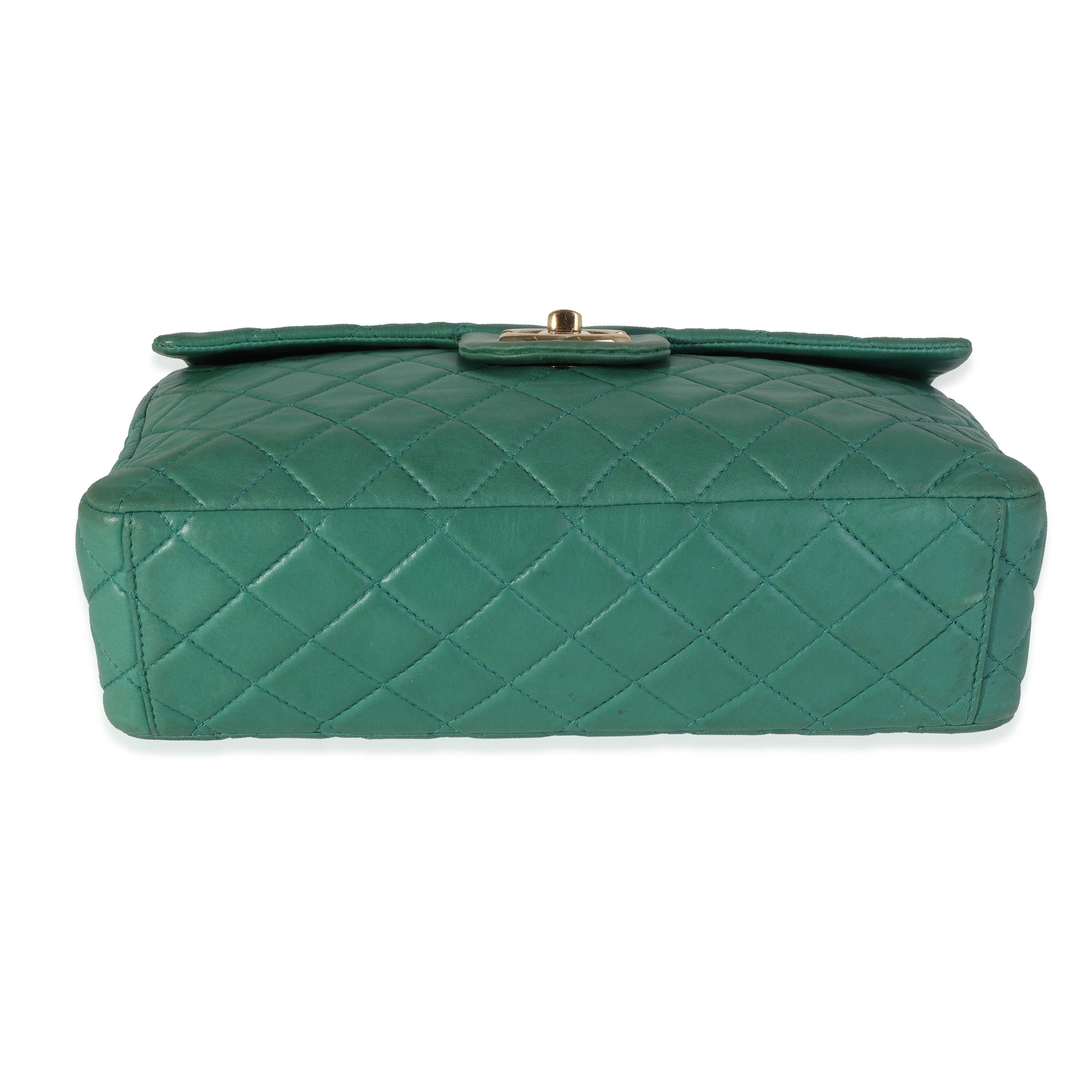 Chanel Green Quilted Lambskin Soft Maxi Single Flap Bag 1