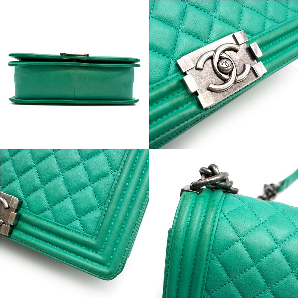 Chanel Green Quilted Leather Boy Bag at 1stDibs green chanel boy bag