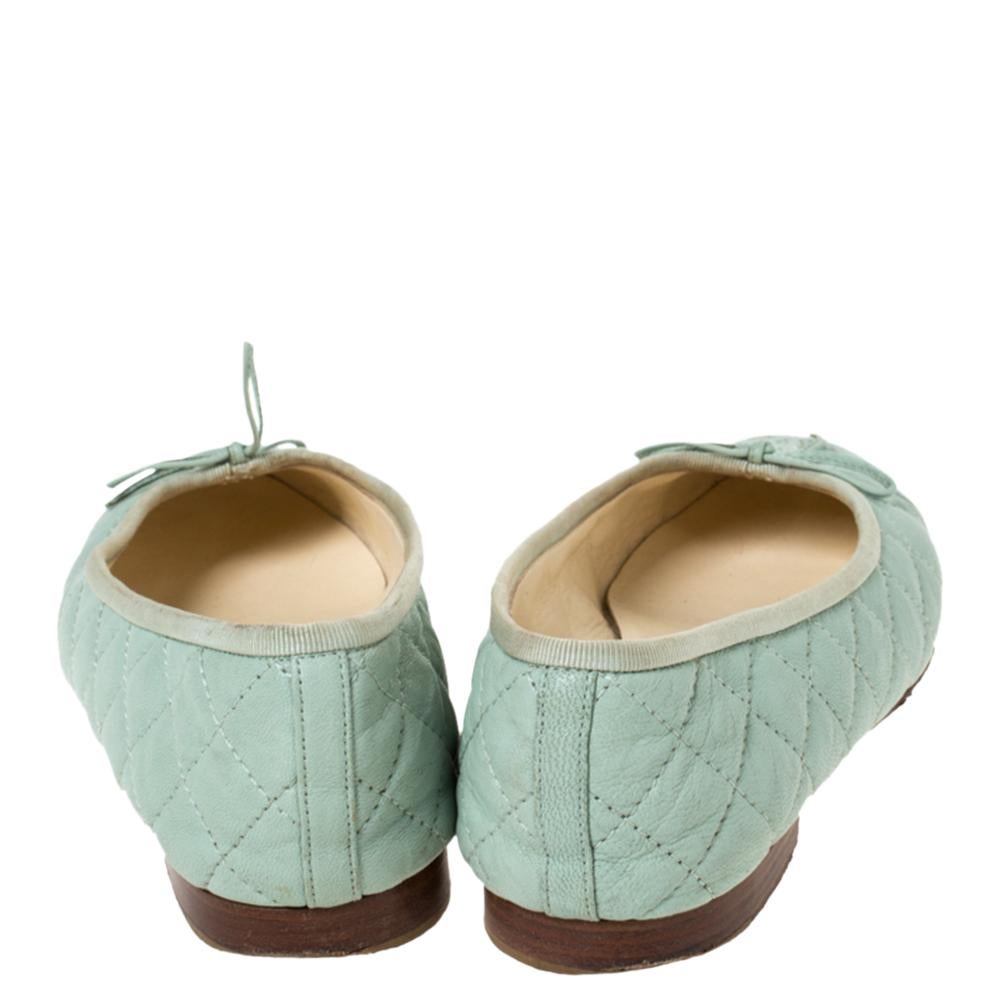 chanel green ballet flats