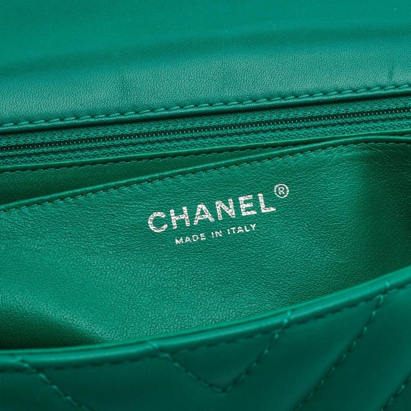 Chanel Green Quilted Leather Jumbo Classic Flap Bag 1