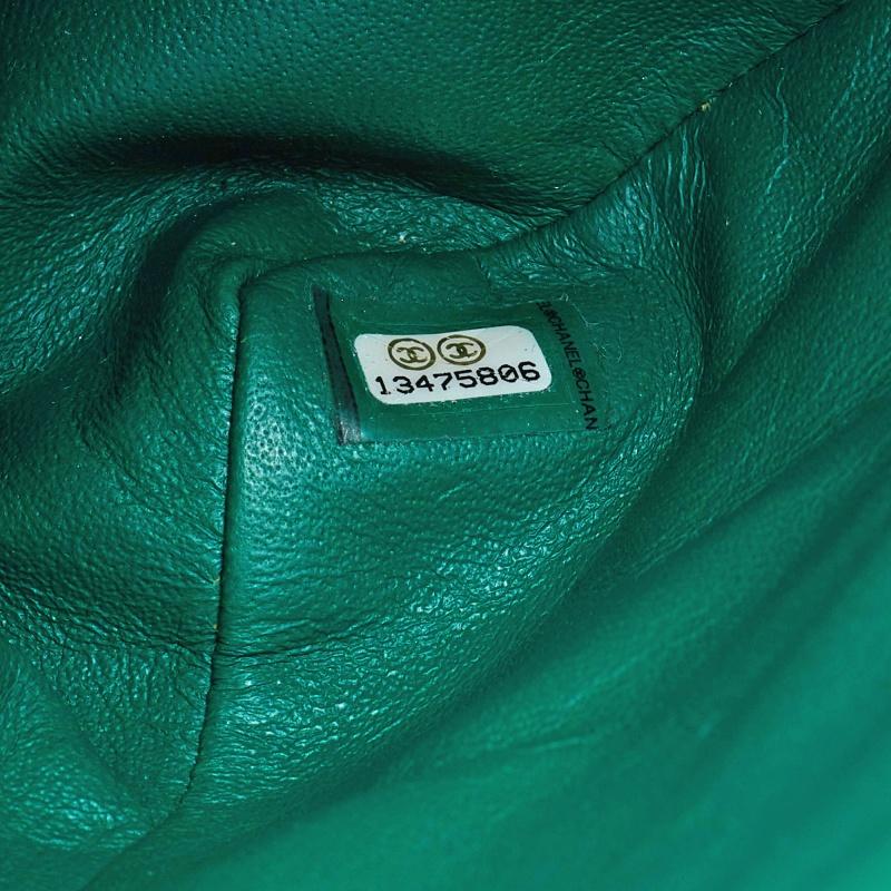 Chanel Green Quilted Leather Jumbo Classic Flap Bag 2