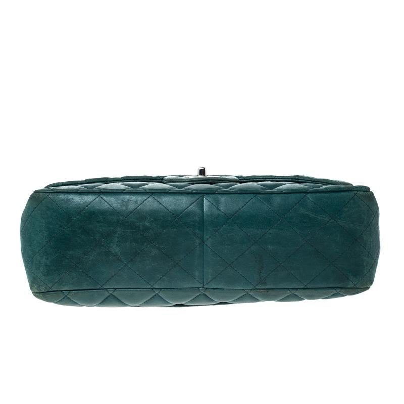 Chanel Green Quilted Leather Jumbo Classic Single Flap Bag 1