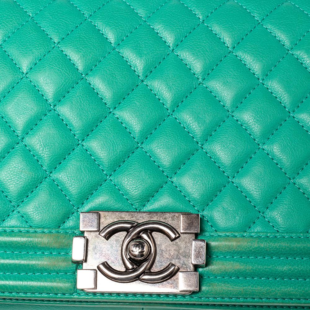 Chanel Green Quilted Leather Medium Boy Flap Bag 1