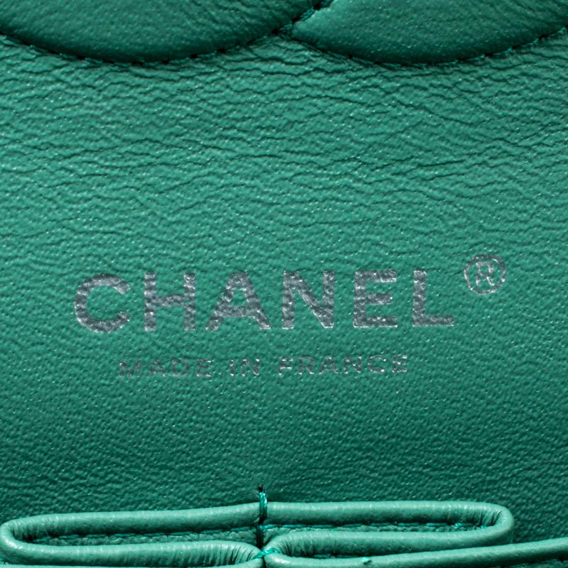 Chanel Green Quilted Leather Medium Classic Double Flap Bag 1