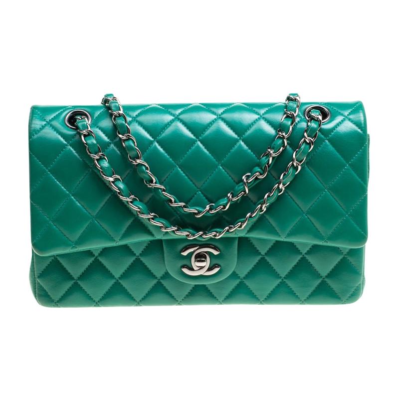 Chanel Green Quilted Leather Medium Classic Double Flap Bag