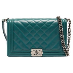 Chanel Green Quilted Leather New Medium Boy Bag