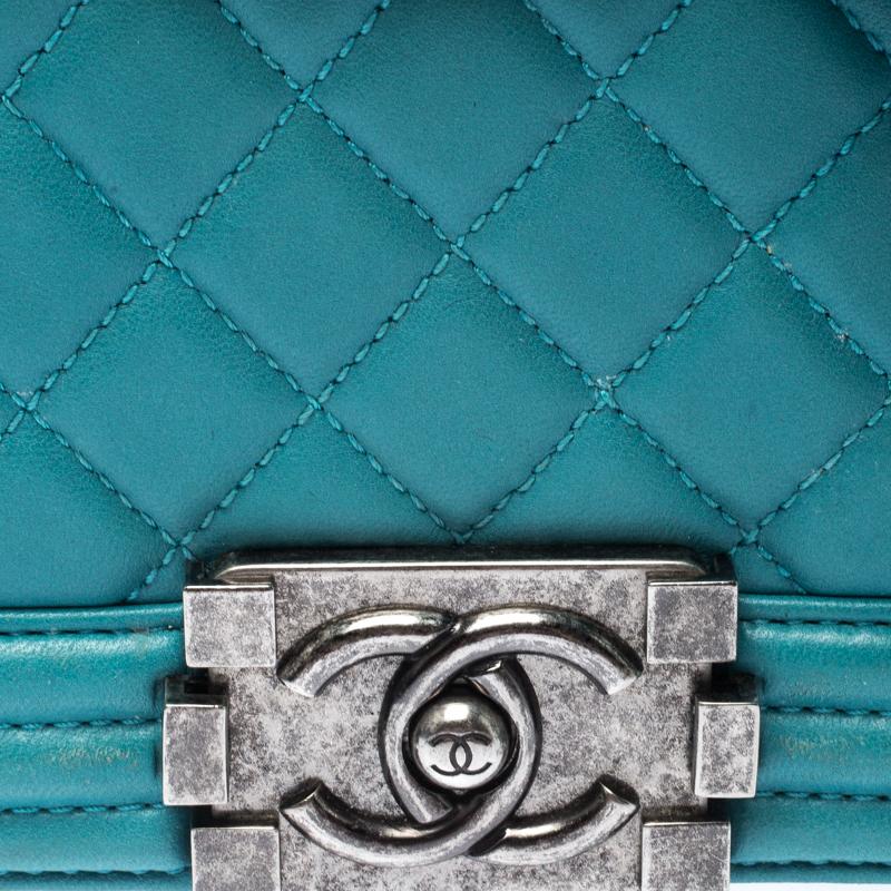 Chanel Green Quilted Leather Small Boy Flap Bag 3