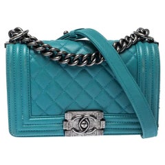 Chanel Green Quilted Leather Small Boy Flap Bag