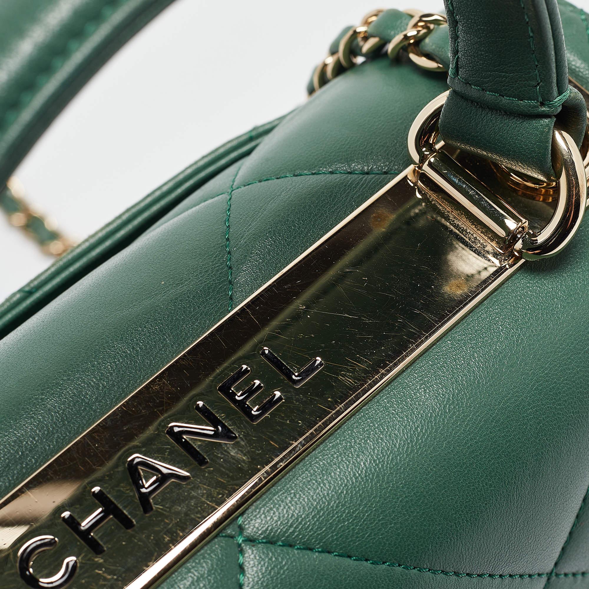 Chanel Green Quilted Leather Small Trendy CC Top Handle Bag 1