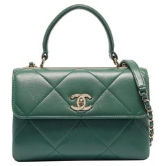 Chanel Green Quilted Leather Small Trendy CC Top Handle Bag