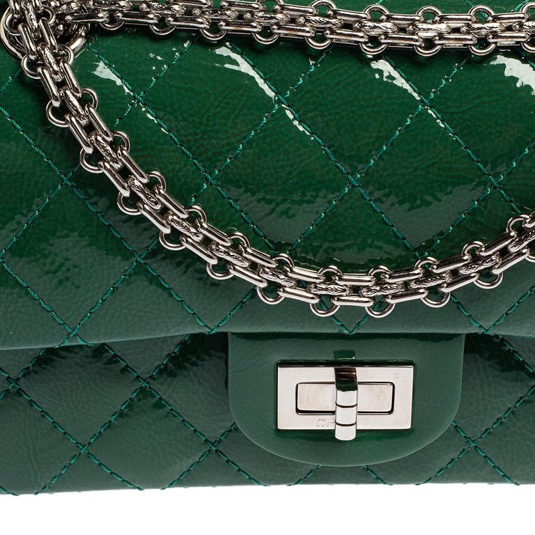 Chanel Metallic Green Quilted Leather Reissue 2.55 Classic 225