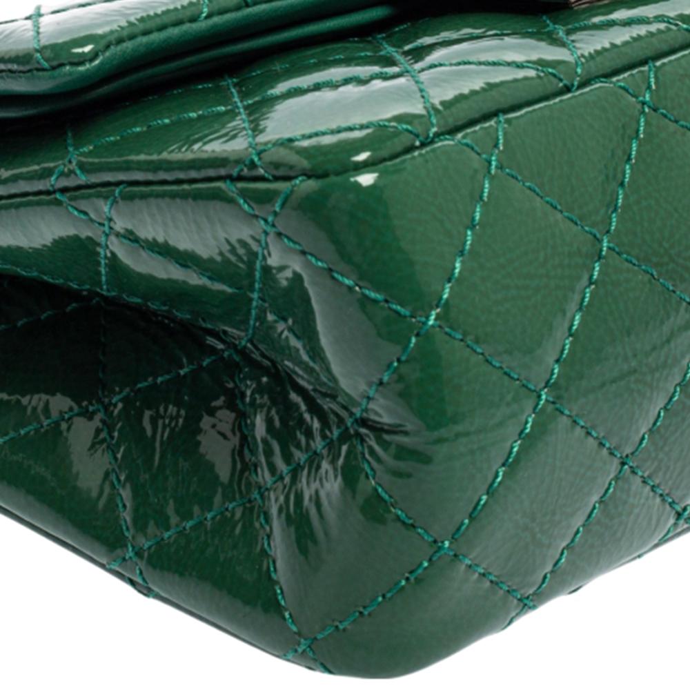 Women's Chanel Green Quilted Patent Leather 244 Reissue 2.55 Double Flap Bag