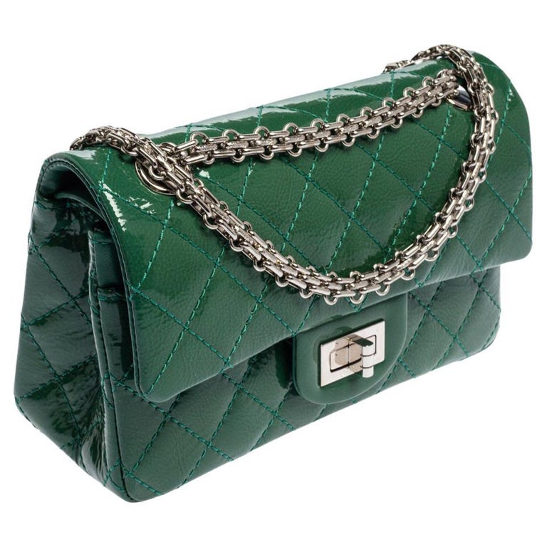 Chanel Green Quilted Patent Leather 244 Reissue 2.55 Double Flap