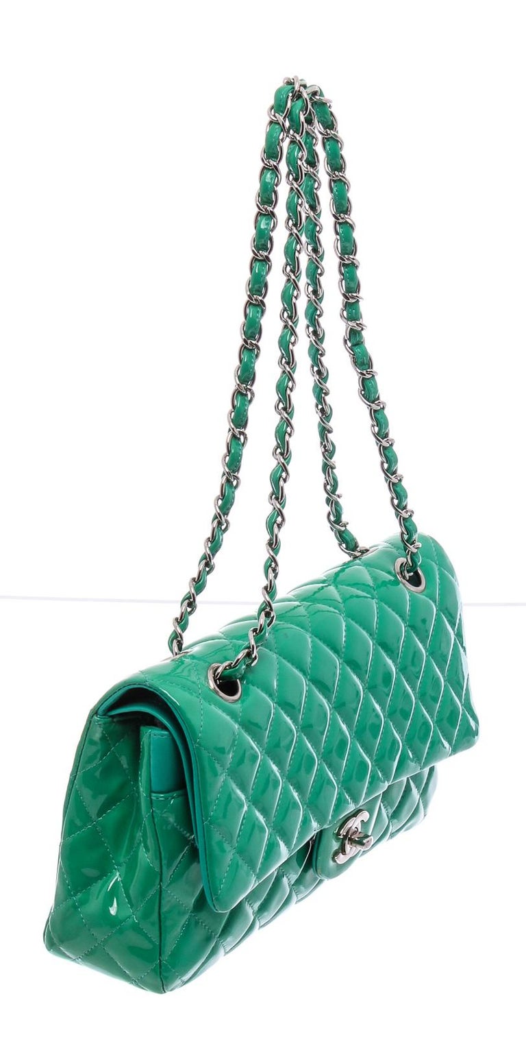 Chanel Mossy Green Quilted Leather Large Split Pocket Flap Shoulder Bag  Chanel