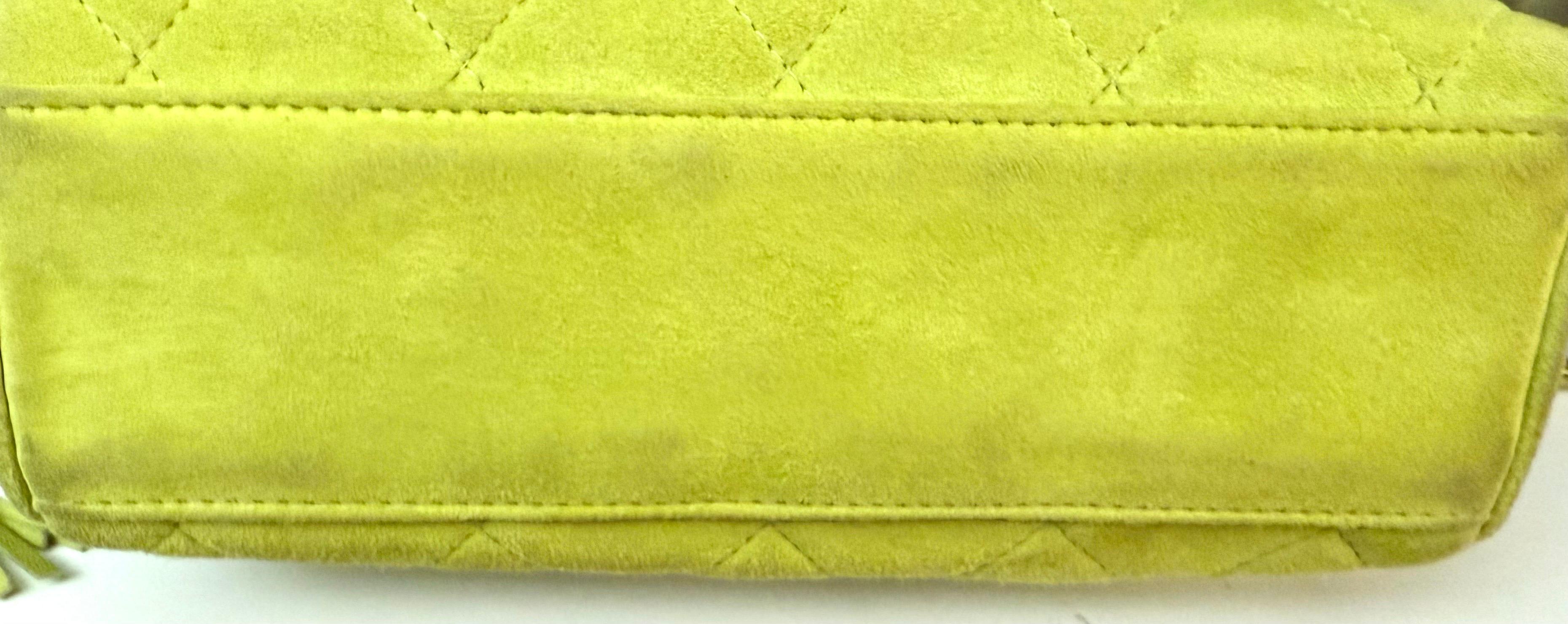 Chanel green quilted suede camera tassel shoulder bag In Fair Condition For Sale In Sheung Wan, HK