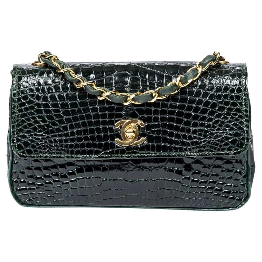 Chanel Green Rare 1989 Mini Rectangle Flap Bag For Sale