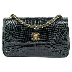 Vintage Chanel Green Rare 1989 Mini Rectangle Flap Bag