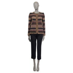 CHANEL green red beige wool 2015 SALZBURG TWEED Jacket 38 S 15A