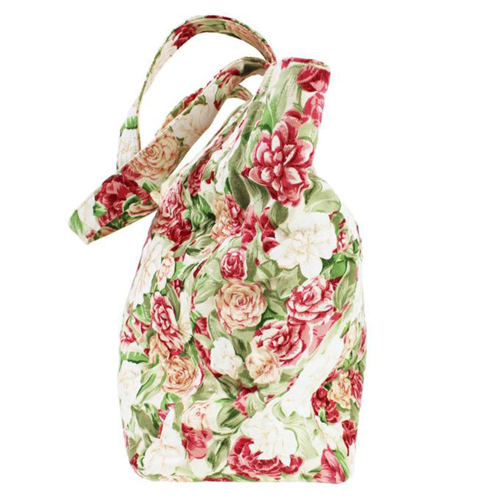 Brown Chanel Green Red Shopping Floral Flower Beach Pool Quilted CC Tote For Sale