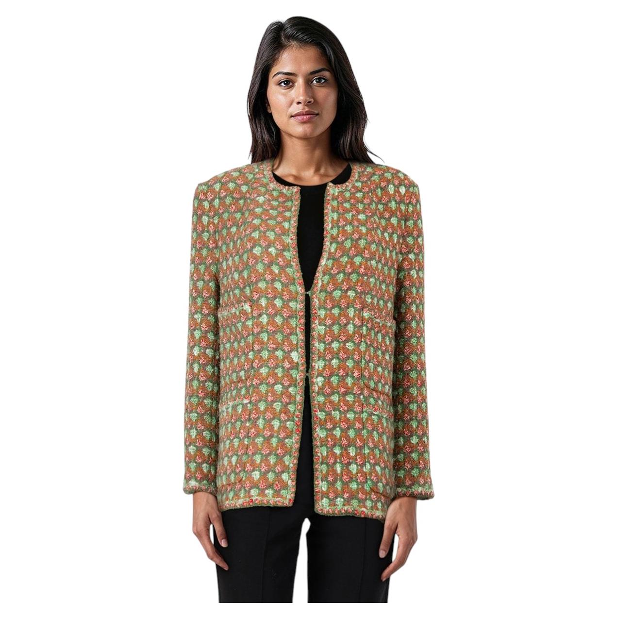 Chanel Green & Red Tweed Jacket Size XXXL
