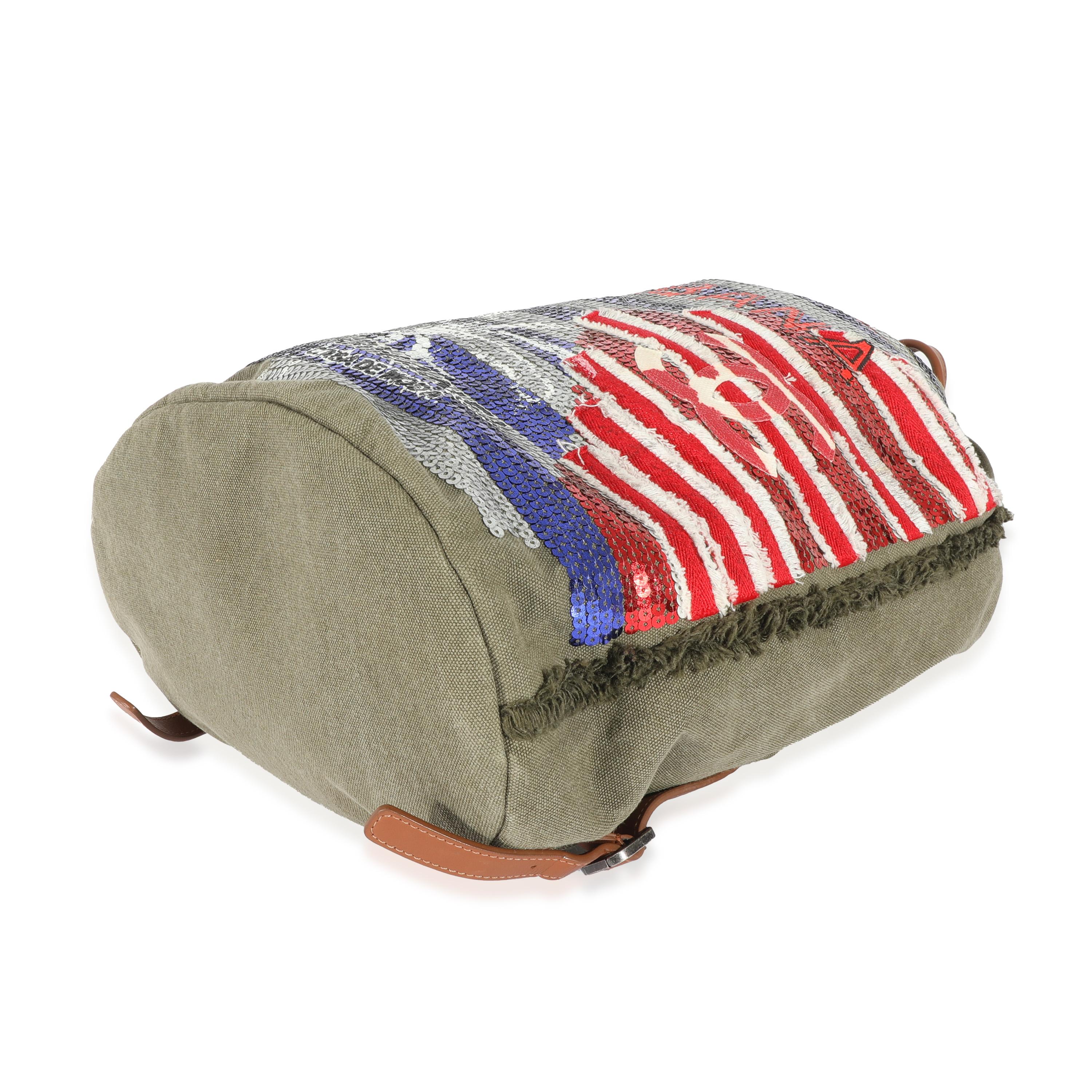 Chanel Green Sequin Canvas Cuba La Habana Backpack 1