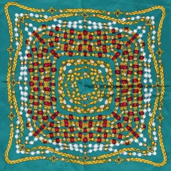 CHANEL Green Silk Carré