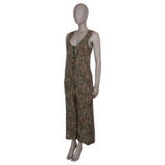 CHANEL green silk & cotton 17C CUBA SLEEVELESS TWEED Jumpsuit 38 S