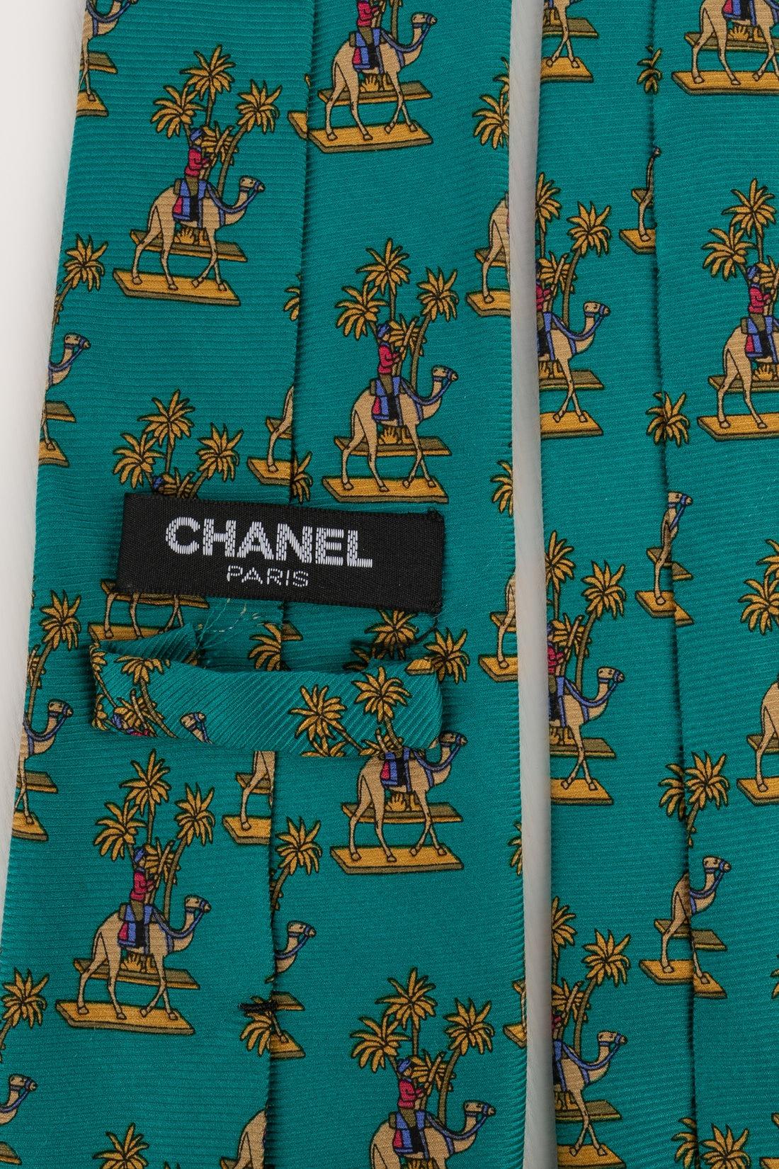 Men's Chanel Green Silk Tie