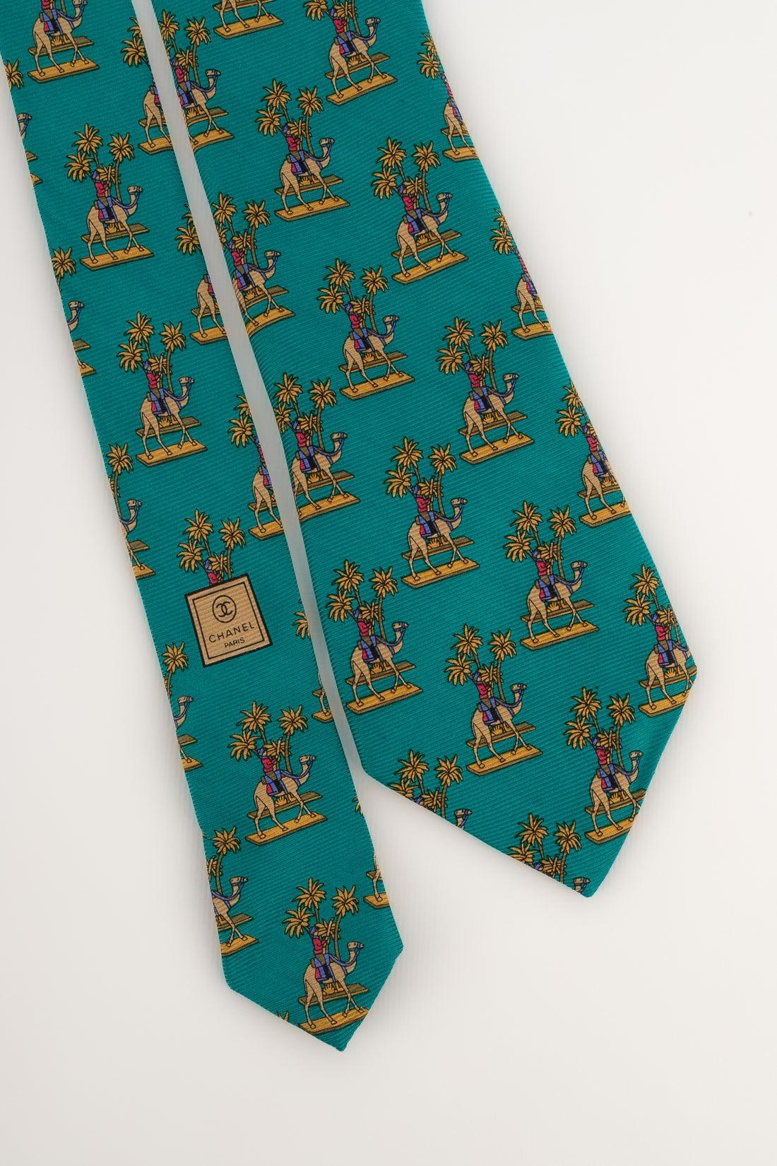 Chanel Green Silk Tie 2