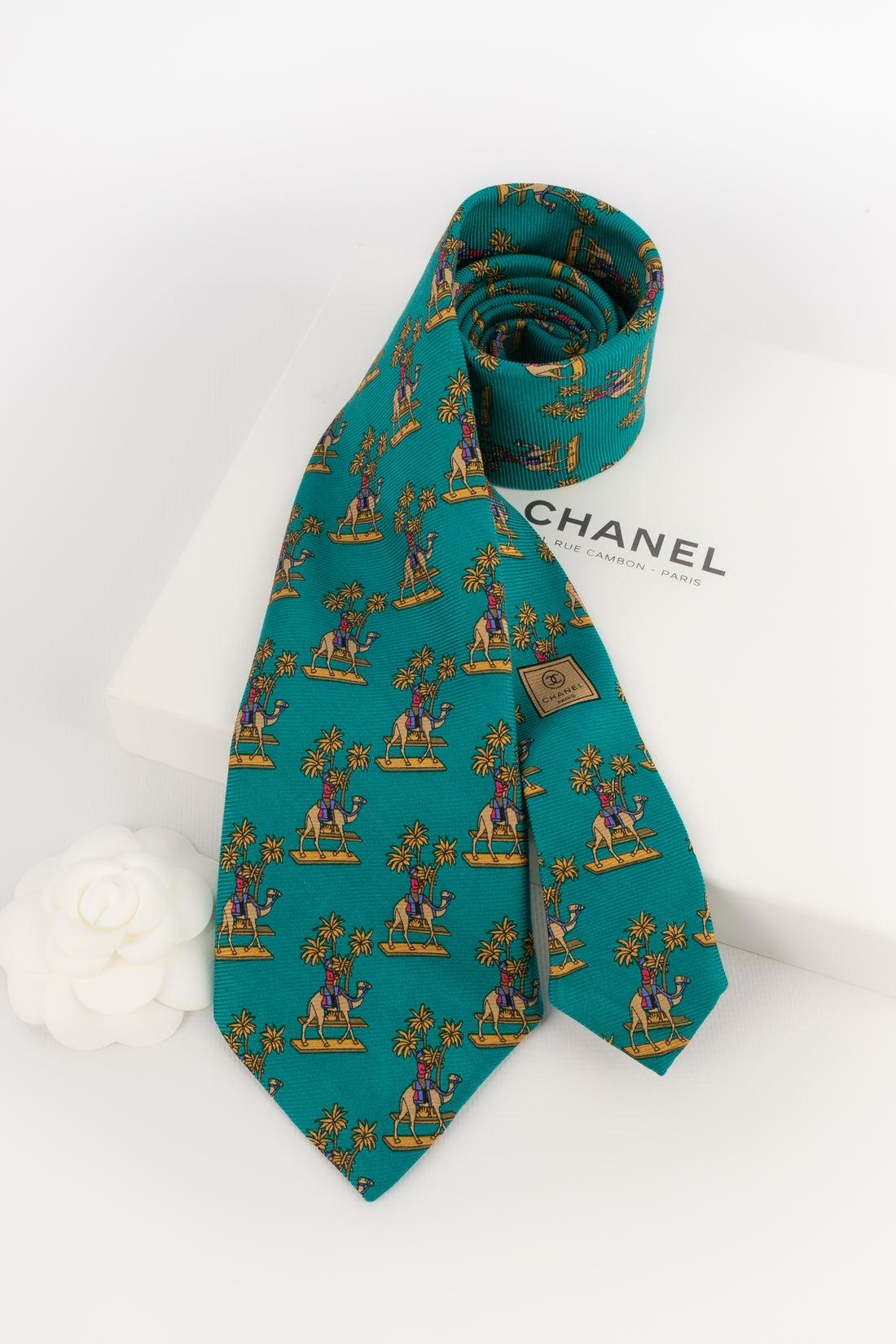 Chanel Green Silk Tie 3