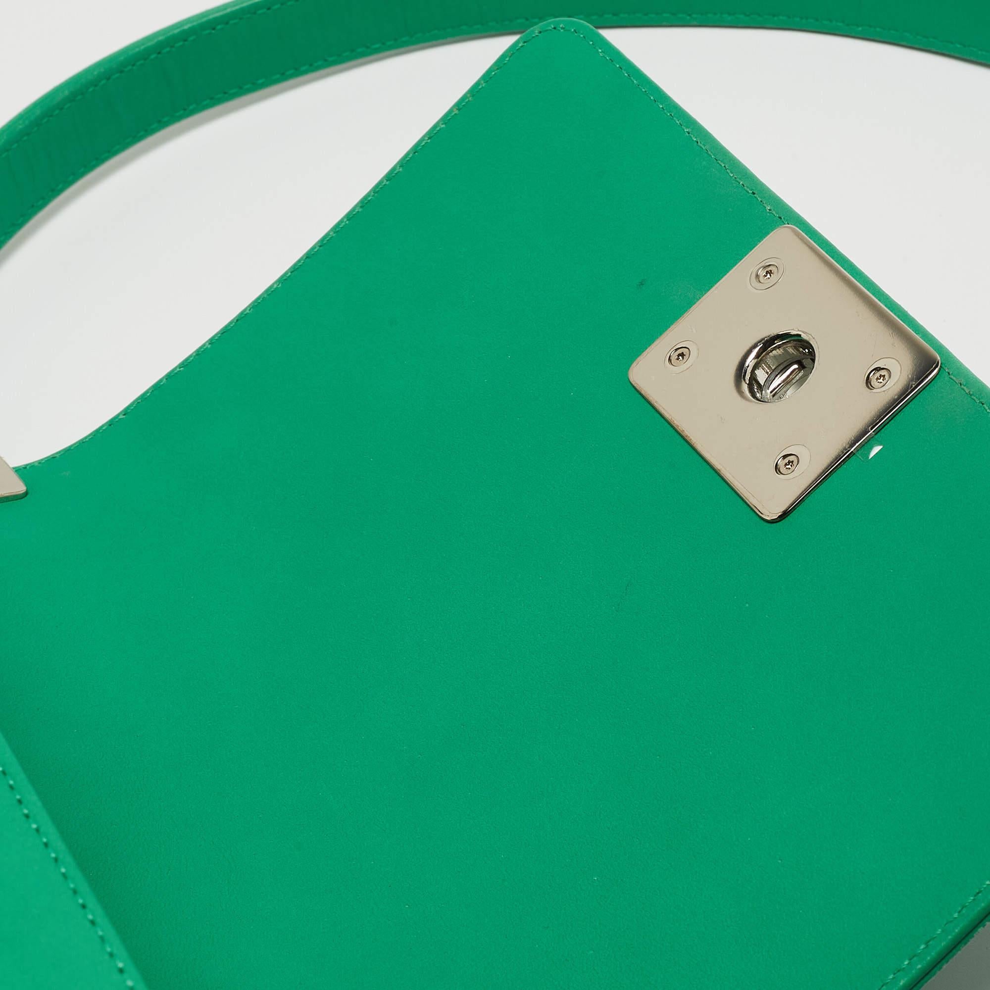 Chanel Green Small Iridescent Chevron Boy Bag For Sale 7