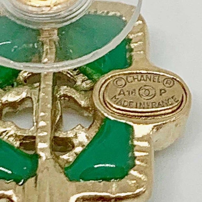 CHANEL Green Stud Earrings at 1stDibs chanel green earrings, chanel earrings green