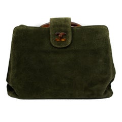 Chanel Green Suede and Lucite Handbag