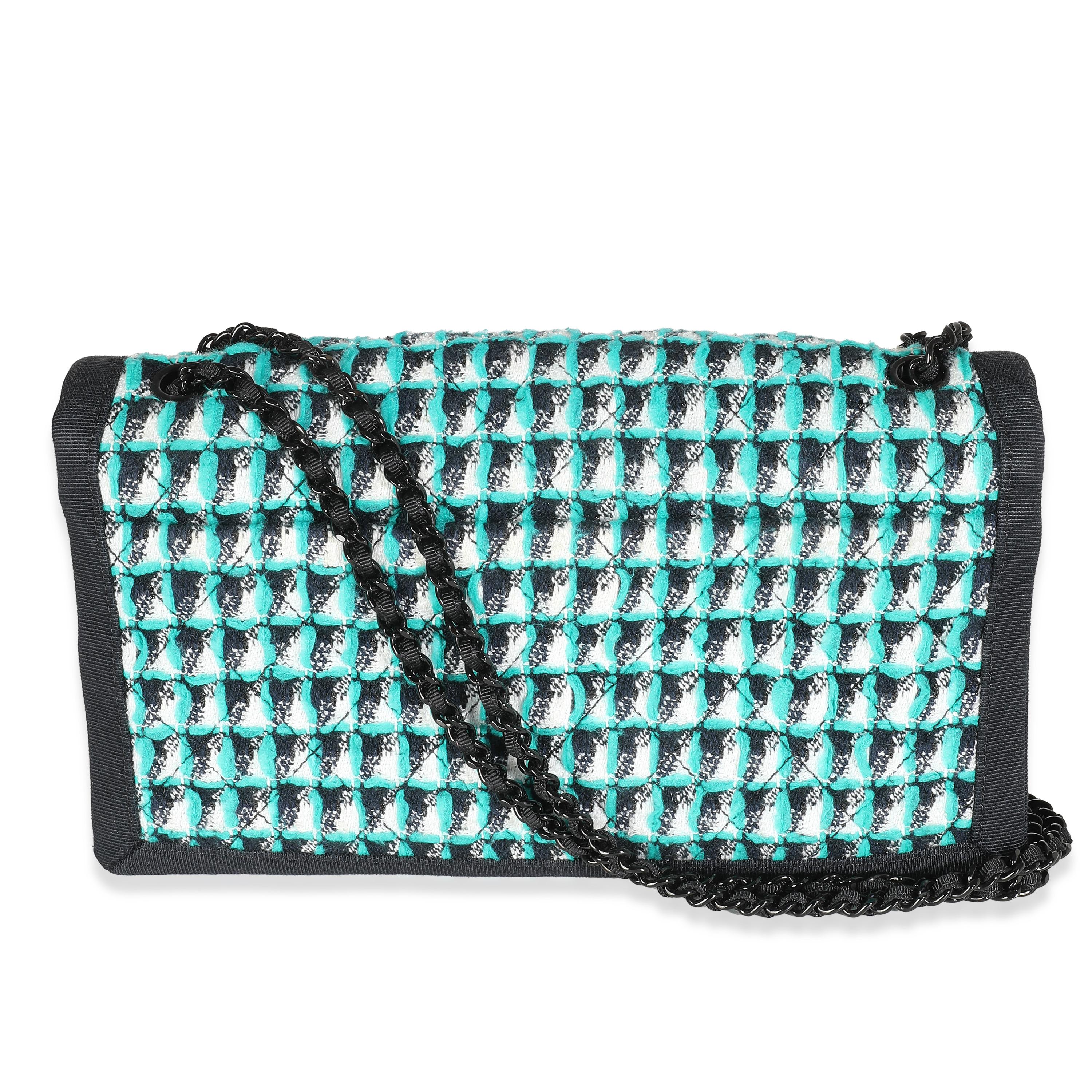 Listing Title: Chanel Green White Black Tweed CC Flap Bag
SKU: 140060
Condition: Pre-owned 
Condition Description: A timeless classic that never goes out of style, the flap bag from Chanel dates back to 1955 and has seen a number of updates. The