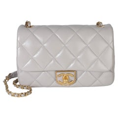 Chanel Green White Quilted Lambskin Enamel Round Poker Chip Clutch With Chain