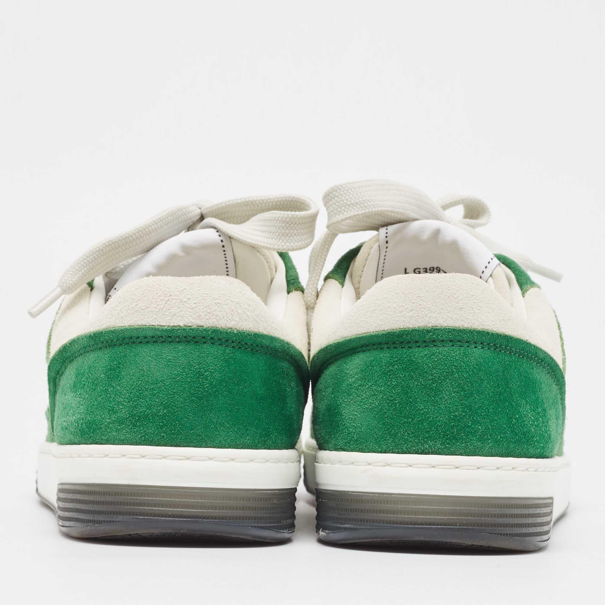 Chanel Green/White Suede CC Low Top Sneakers Size 37 For Sale 1