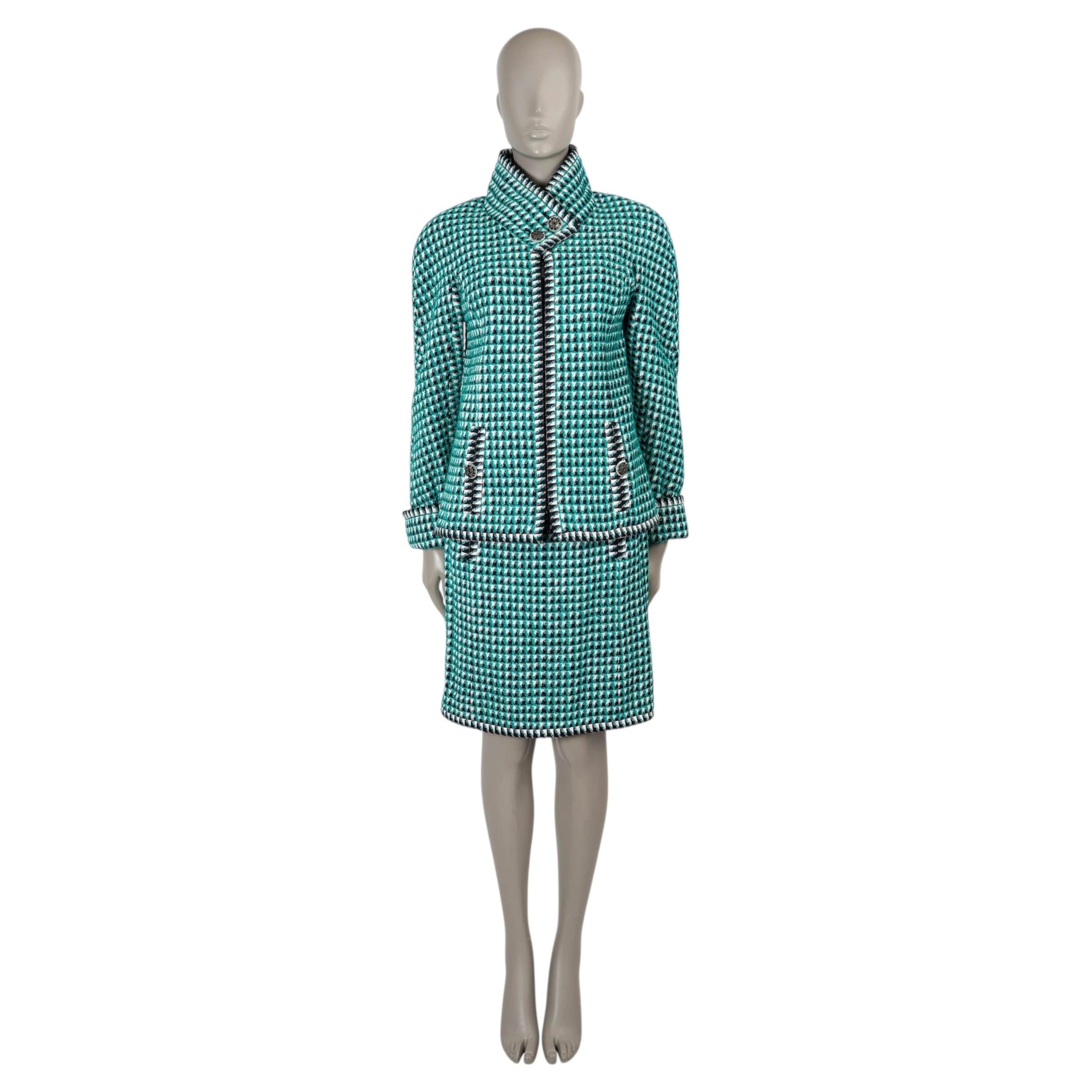 CHANEL green wool 16C SEOUL TWEED Skirt Suit 40 M