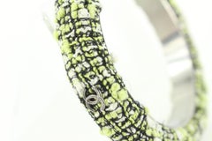 Chanel Grün x Schwarz Tweed CC Armreif/Armband 80cc711s