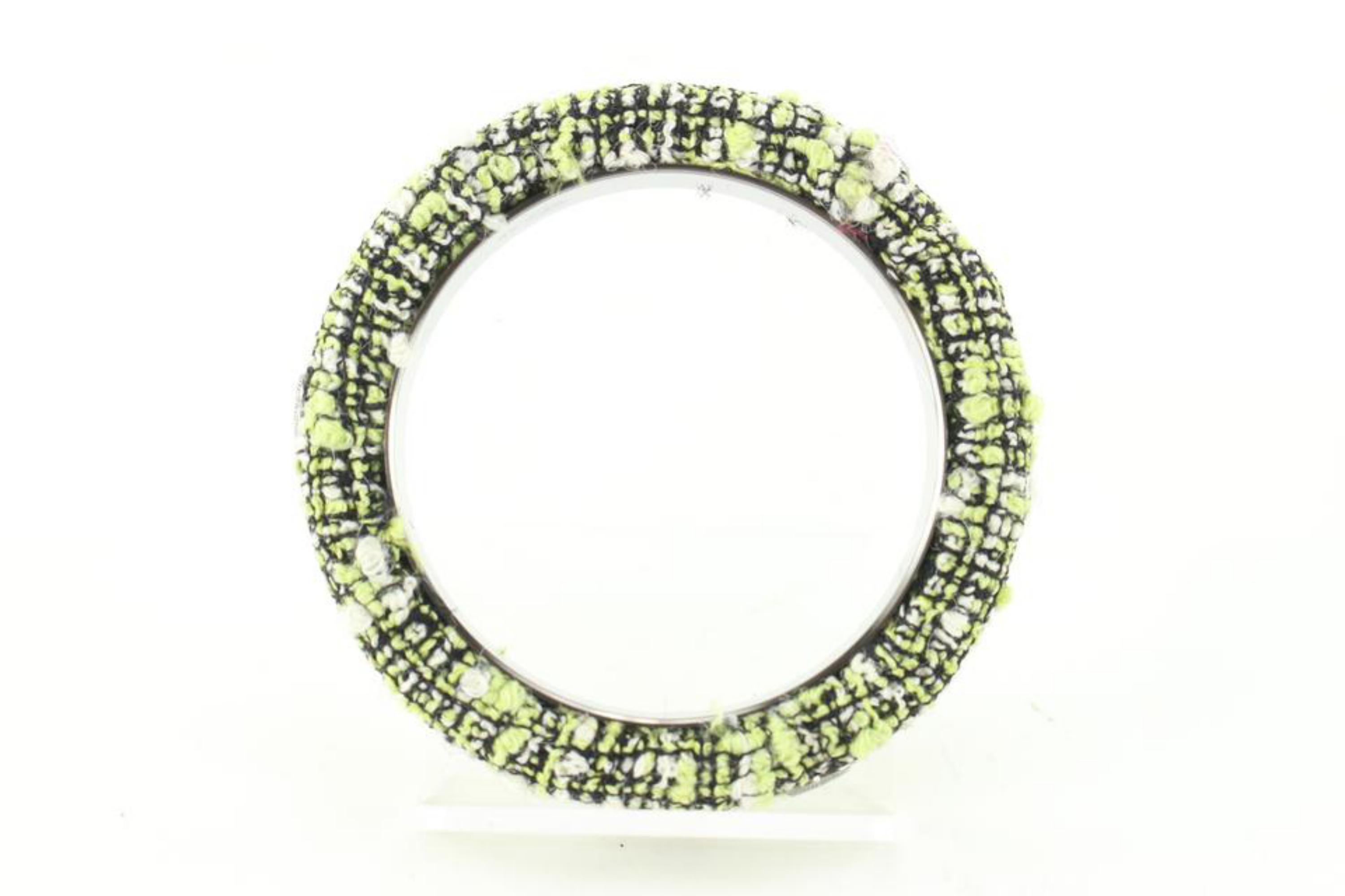 Chanel Green x Black Tweed CC Bangle Bracelet 80cc711s For Sale 3