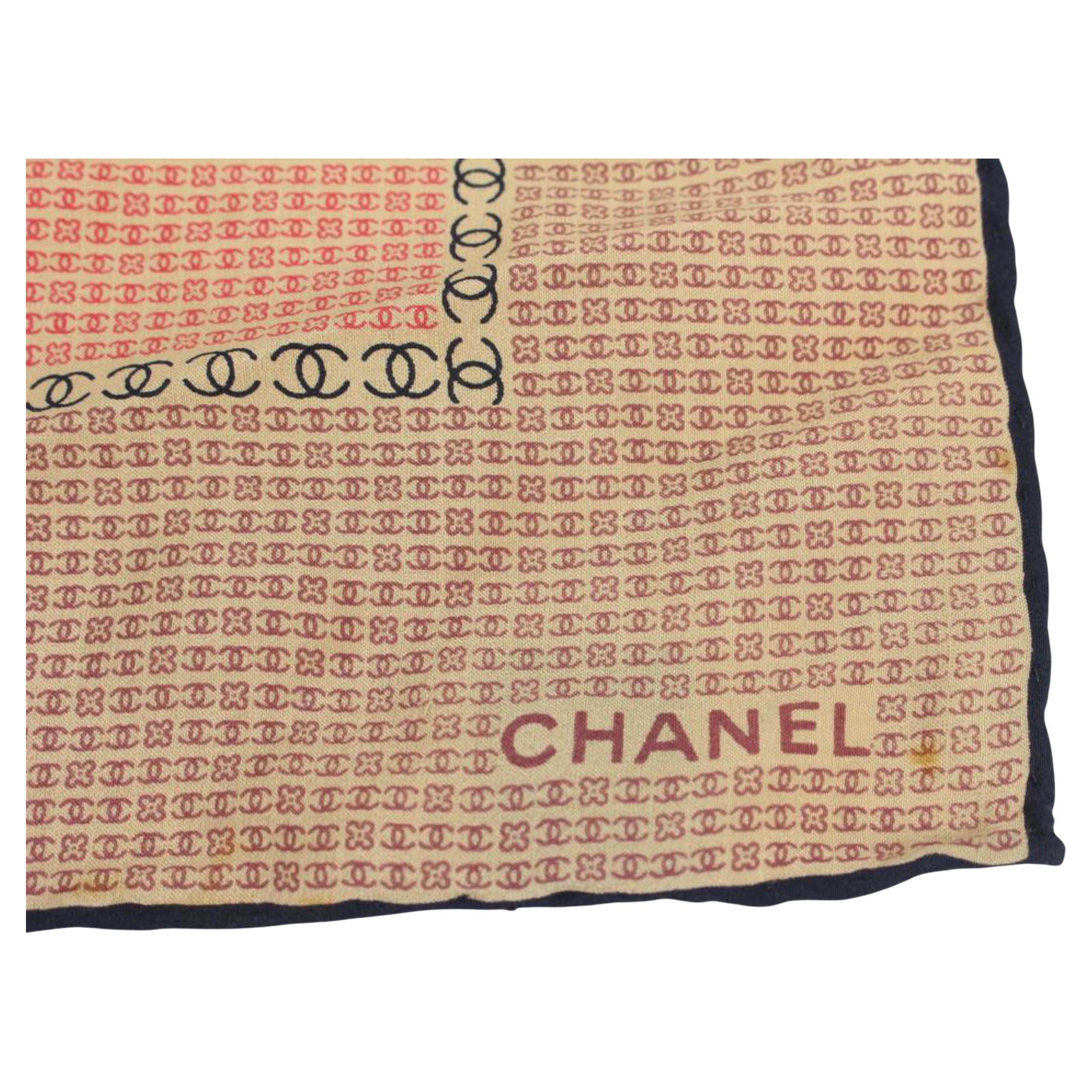 Chanel Bufanda de seda a cuadros verde x azul x rojo CC Logo 111c20 en venta