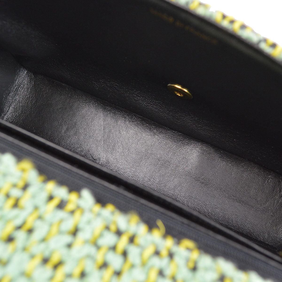 Women's CHANEL Green Yellow Black Tweed Gold Medium Top Handle Kelly Flap Bag