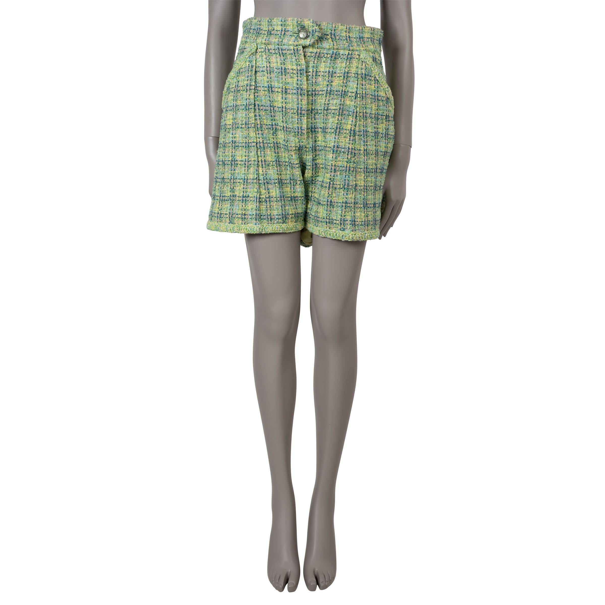 CHANEL coton vert & jaune 2019 19P TWEED BERMUDA Short Pantalon 40 M Unisexe en vente
